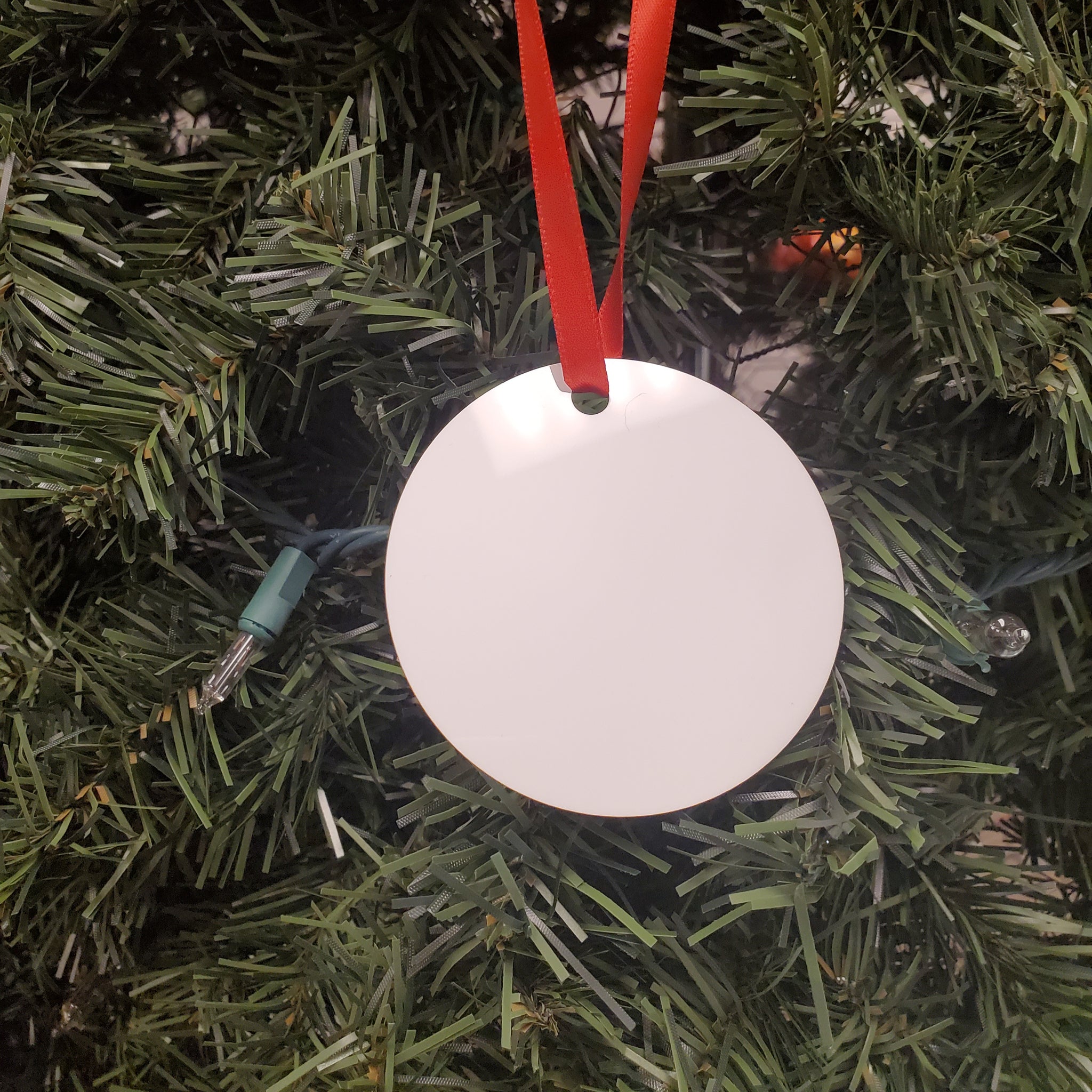 Sublimation Ornament 2.75" Gloss White Round Aluminum, 2-Sided