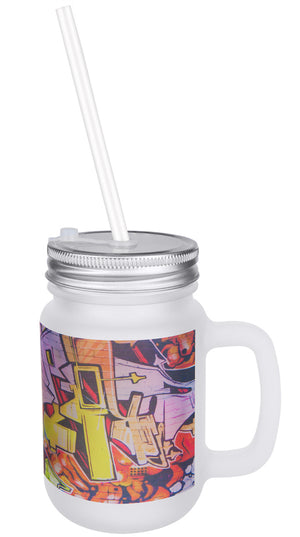 Sublimation Frosted Mason Jar with Lid & Straw- 12oz